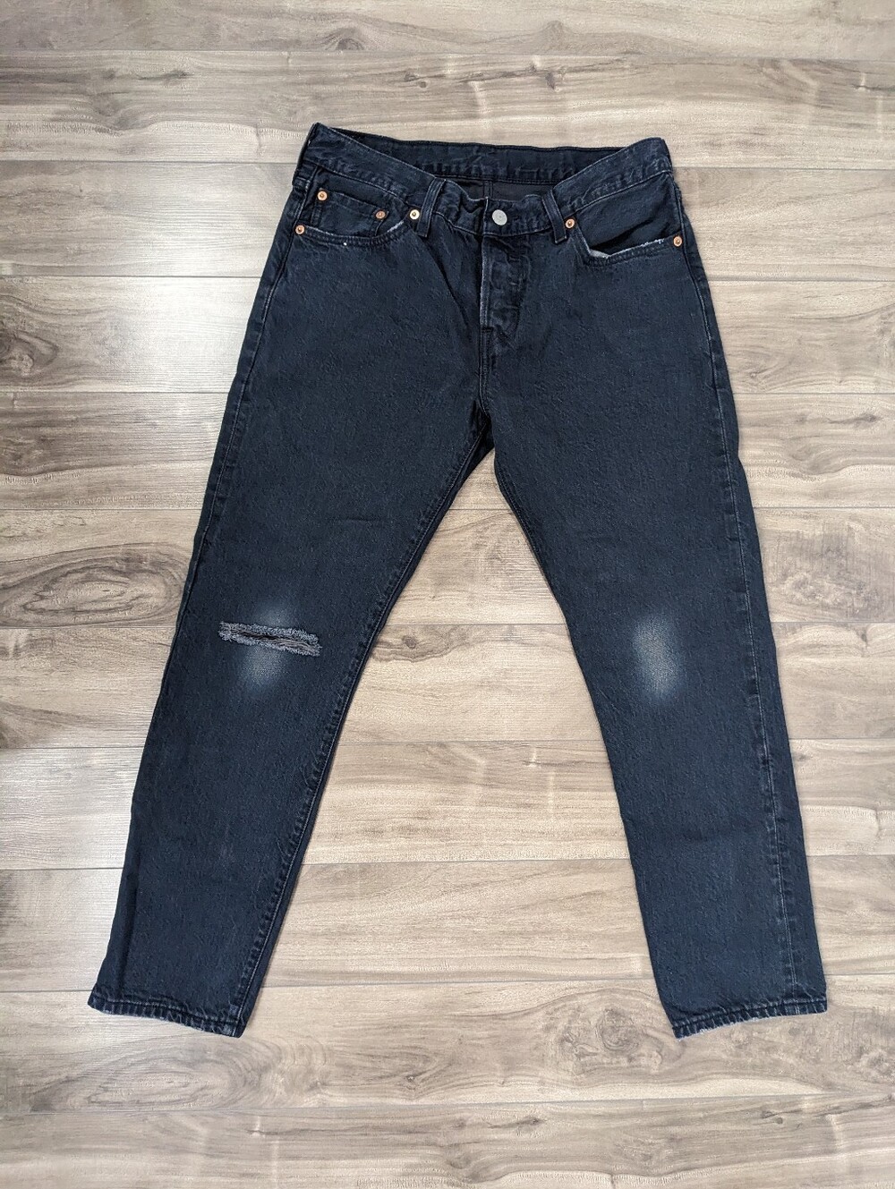 Levi's Women's Jeans 501CT 100% cotton Size 28 Washed Black